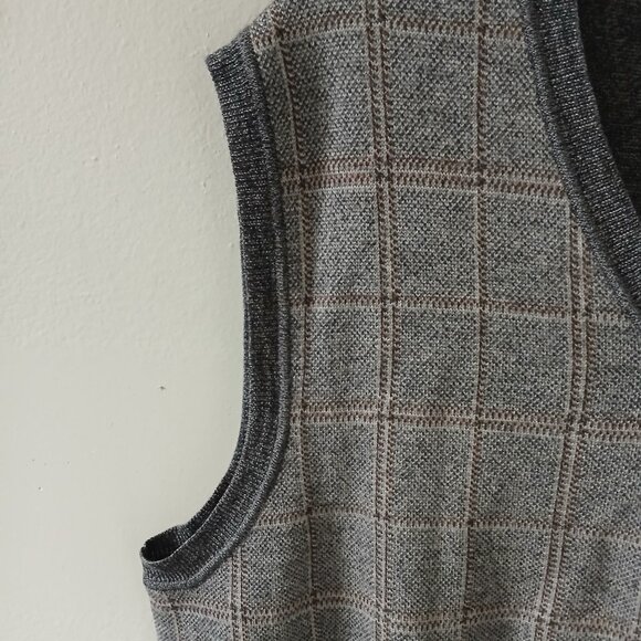 Brooks Brothers Extra Fine Italian Merino Wool Sweater Vest Gray Plaid Men's XL - Picture 5 of 8